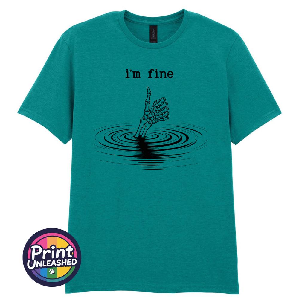 Im Fine Skeleton Hand Funny T Shirt Dark Humour Tee Sarcastic Gothic Gift S2XL
