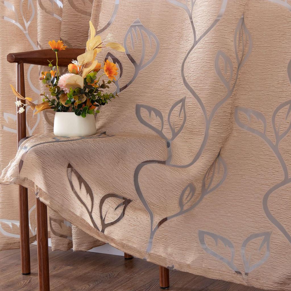 Modern Multi-color Cutout Lace Sheer Curtain for Bedroom, Living Room, Lounge - Rod Pocket Design