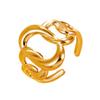 18K Gold Geometric Open Chain Ring in Stainless Steel for Women