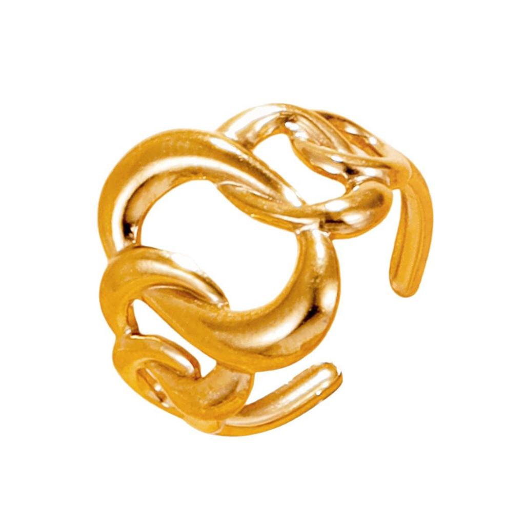 18K Gold Geometric Open Chain Ring in Stainless Steel for Women