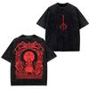 Maglietta Casual da Uomo e Donna Bloodborne Stampata Lavata Vecchia Casual Girocollo Estiva Cotone Maniche Corte