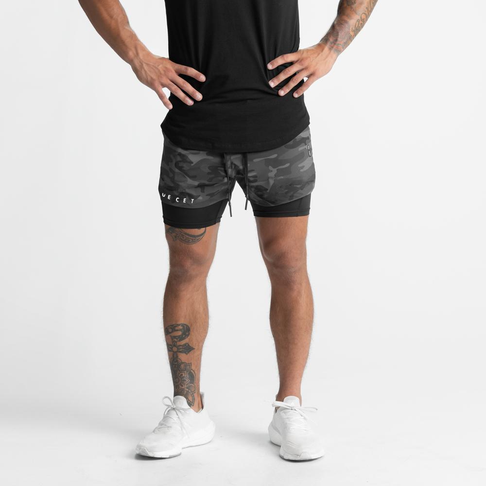Wings Men's Quick-Dry Double-Layer Sports Shorts for Running, Marathon, Basketball, and Outdoor Fitness