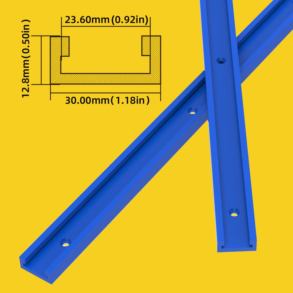 50cm T30 Track, T-Slider T Slot Miter Track Jig - Miter Gauge Guide Chute for Workbench Table Saw Router Table DIY Tools
