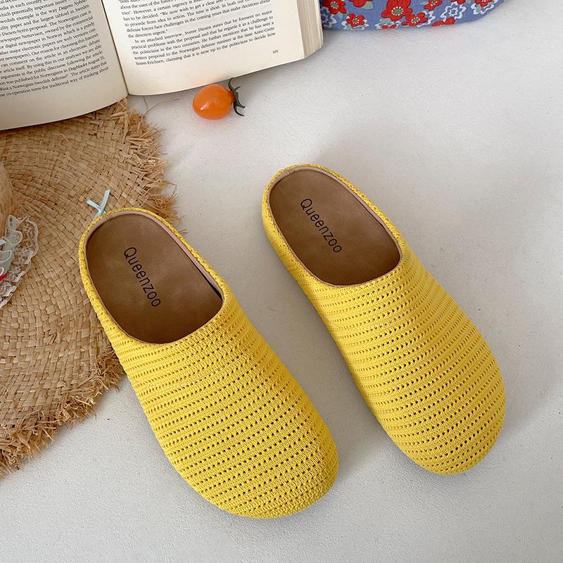 

Retro yellow thick-soled bag head slippers women s summer wear 2025 new with skirt non-slip hollow cool slippers 41 жёлтый