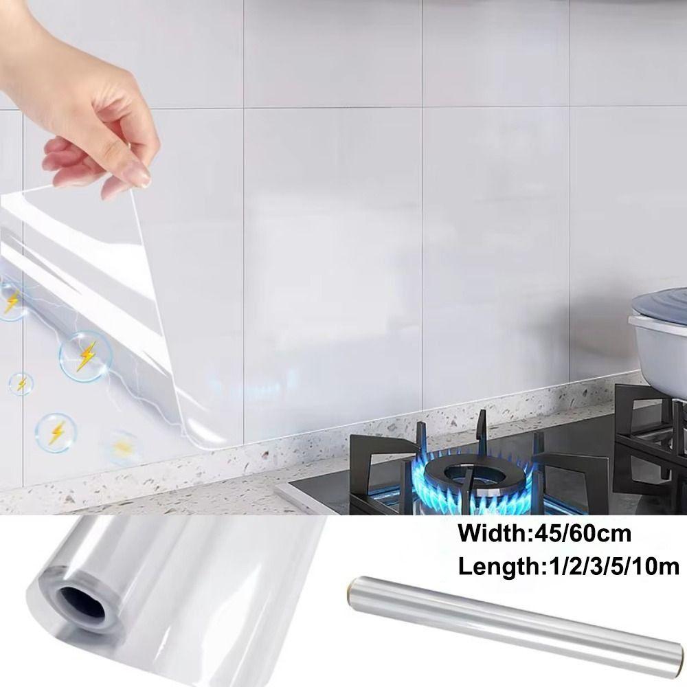 Oil Proof Wall Protector Film Heat-resisting Electrostatic Adsorption Wall Sticker Transparent Waterproof Sticker Stove Cabinet