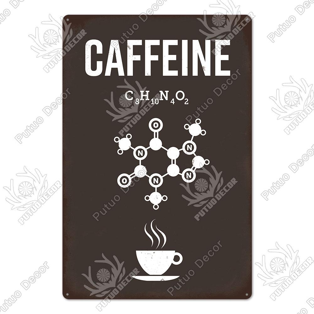 Putuo Decor Coffee Vintage Tin Metal Sign Decorative Plaque Retro Plate Cafe Kitchen Man Cave Coffee Bar Club Wall Decoration