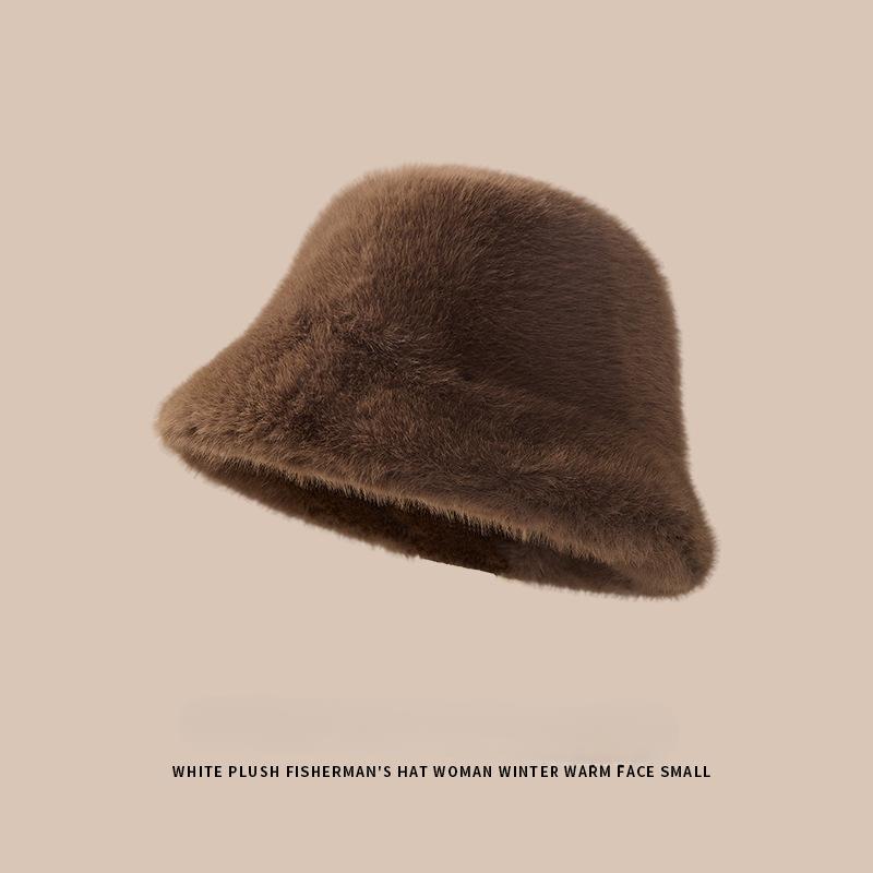 

Шапка из искусственного меха норки для женщин осенью и зимой, утолщенная и теплая рыбацкая шапка, шапка для бассейна, мягкая и пушистая защита для ушей и теплая шапка ONE SIZE кофейный
