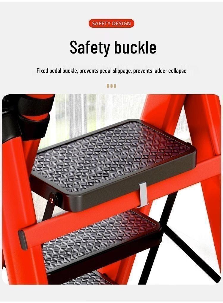 Folding Carbon Steel A-Frame Telescopic Step Ladder - Multifunctional Indoor Use