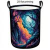 1pc Laundry Basket, Mysterious Moonlit Forest Landscape Pattern Dirty Clothes Hamper, Large Capacity Foldable Storage Organizer with Handles, Casual H