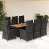 VidaXL Garden Dining Set 9pcs Cushions Black Woven Resin 3213140