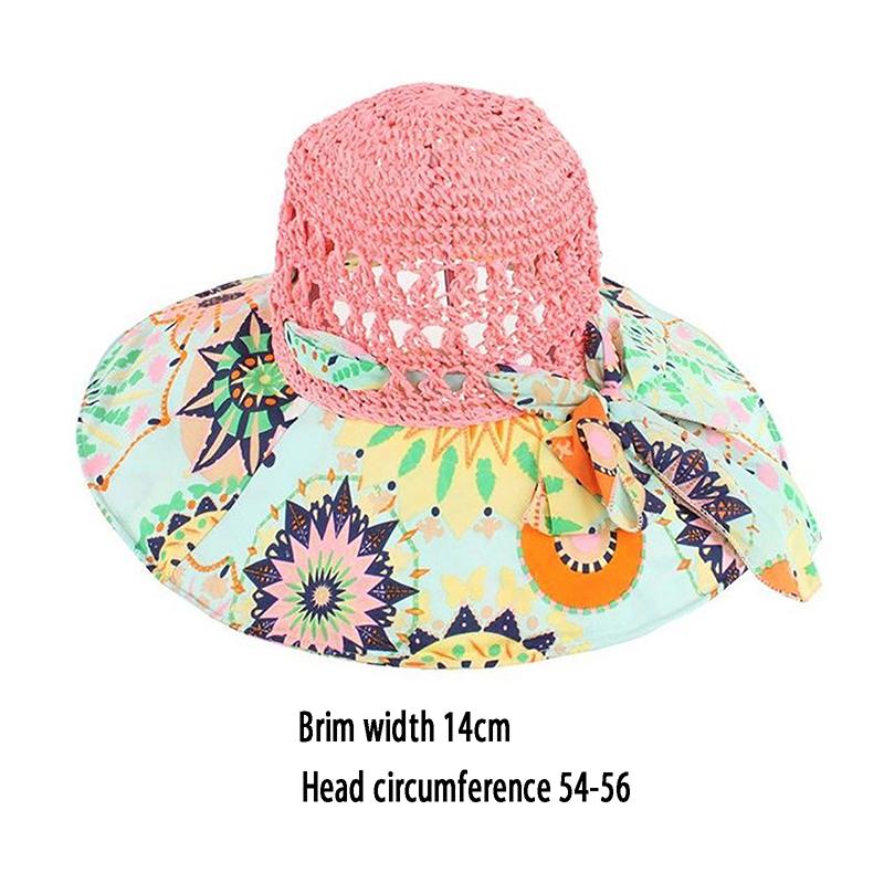 Wide Brim    Design Flower Big Beach Hat Foldable Brimmed Sun Hat Summer Hats For Women Uv Protection Fisherman Cap