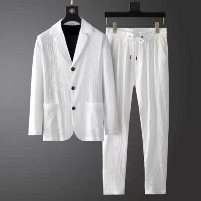Jaro Léto Podzim Sezóna Módní a High End Styl Oblek Pánská Ležérní Sada Slim Fit Dlouhý Rukáv Dvoudílná Sada