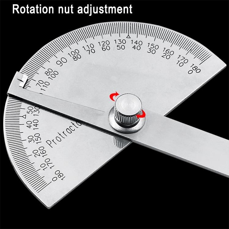 180 Degree Adjustable Protractor Stainless Steel Gauge Round Head Caliper Measuring Ruler for Woodworking Engineering Drawing