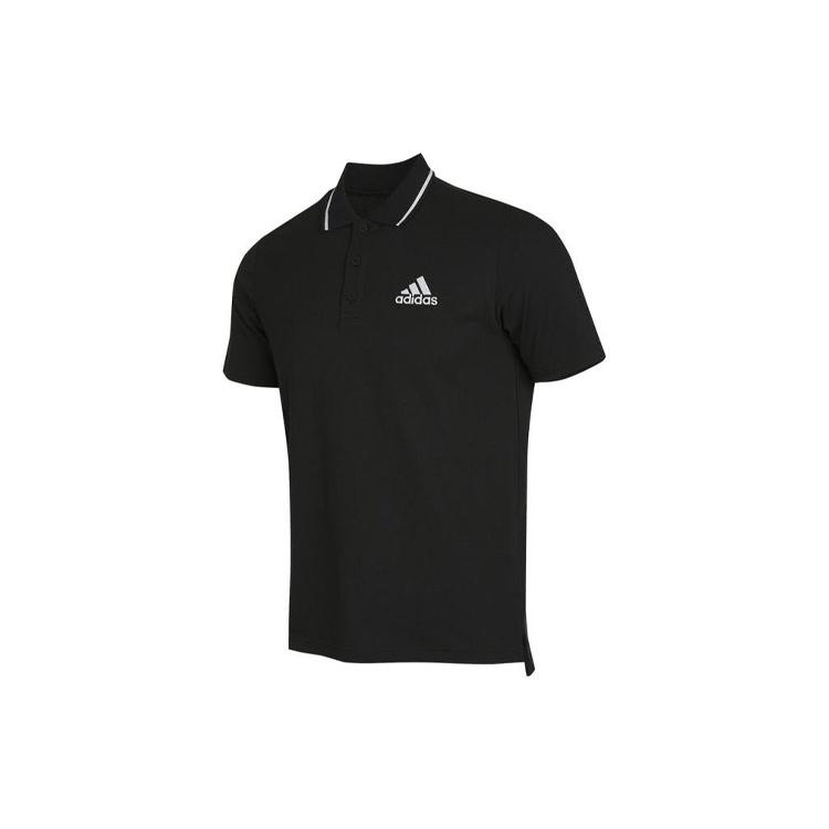 Adidas Polo Shirts Men's Black Polo Collar Moderate Straight Fit GK9027