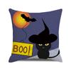 Halloween! Watercolor pumpkin black cat Digital printing short plush pillow covers for car sofa office cushion cover home goods