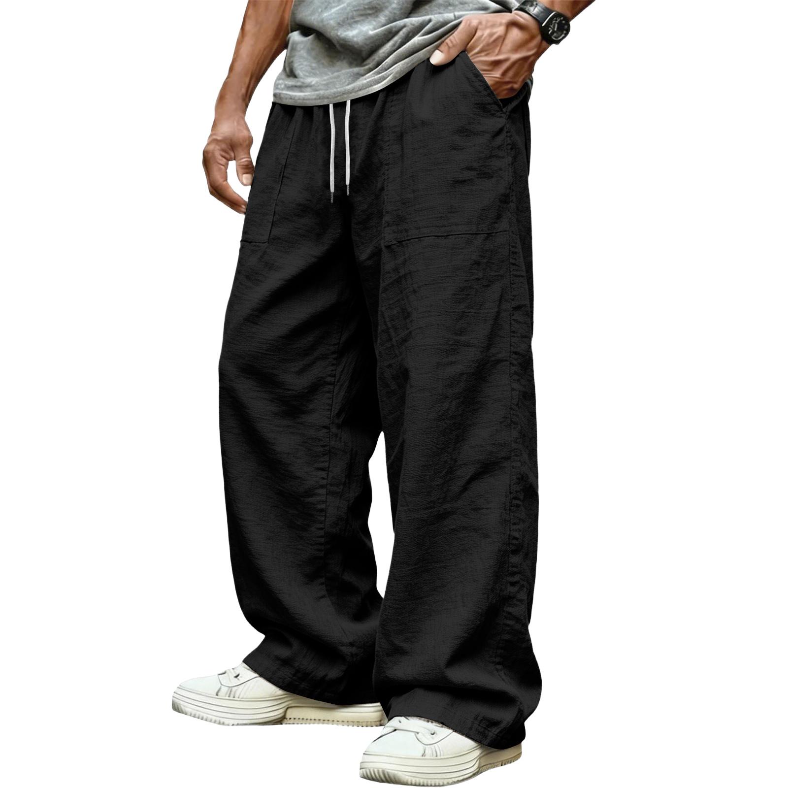 Men s Relaxed-Fit Stretch Waist Straight-Leg Pants XL чёрный
