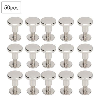 50 Set 8mm Pure Copper Flat Head Rivets Leather Strap Screws Kit for Notebook BindingSilver