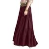 Women Maxi Skirt High Waist Ruffle Splicing Large Hem Long Skirt Pure Color