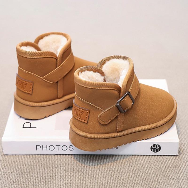 Kış Çocuk Polar Astarlı Kalınlaştırılmış Kar Botları Kaymaz Yumuşak Tabanlı Sıcak Kolay Giyilen Pamuklu Ayakkabılar
