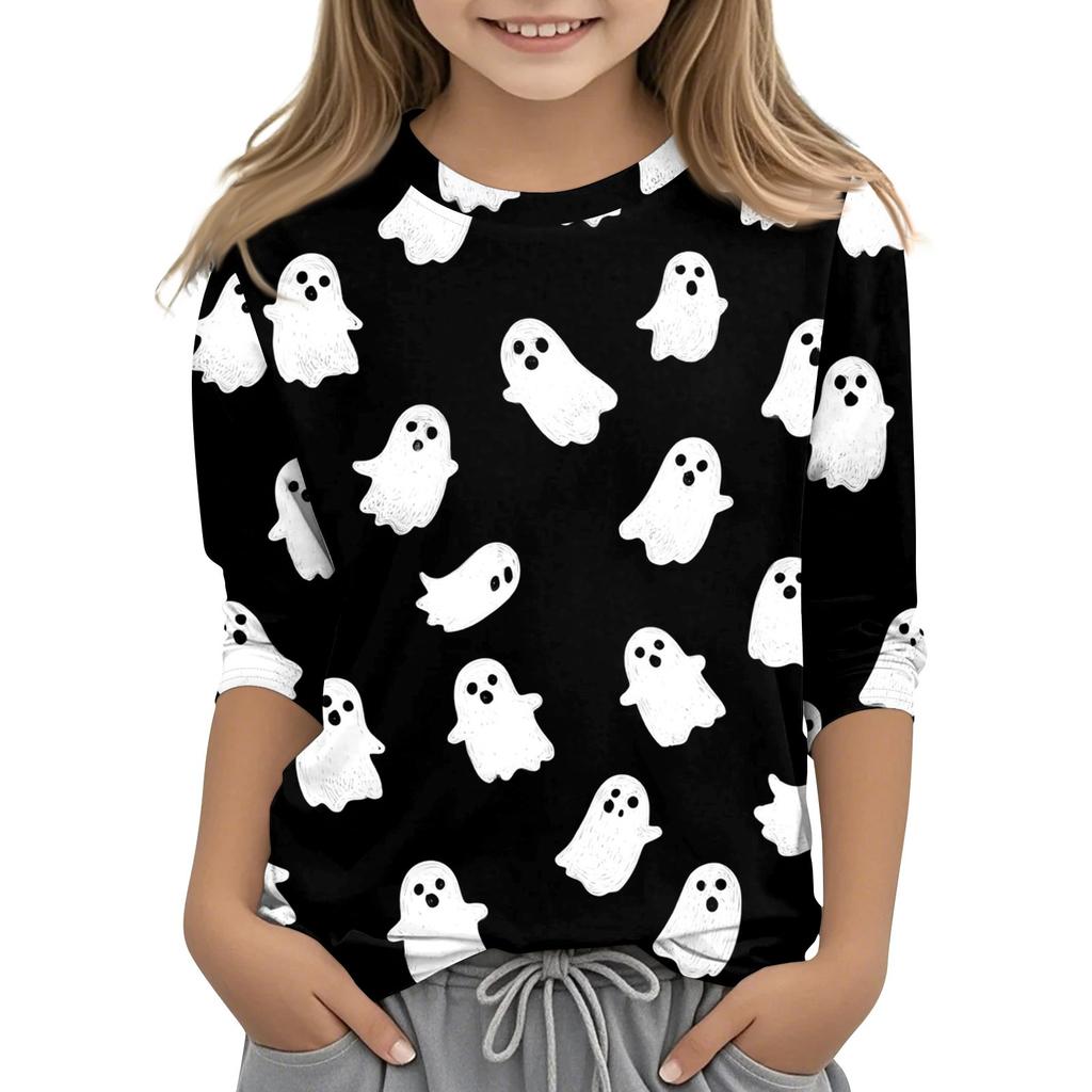 Children's 3/4 Sleeves Printed O-neck Top Everyday Casual T-shirt