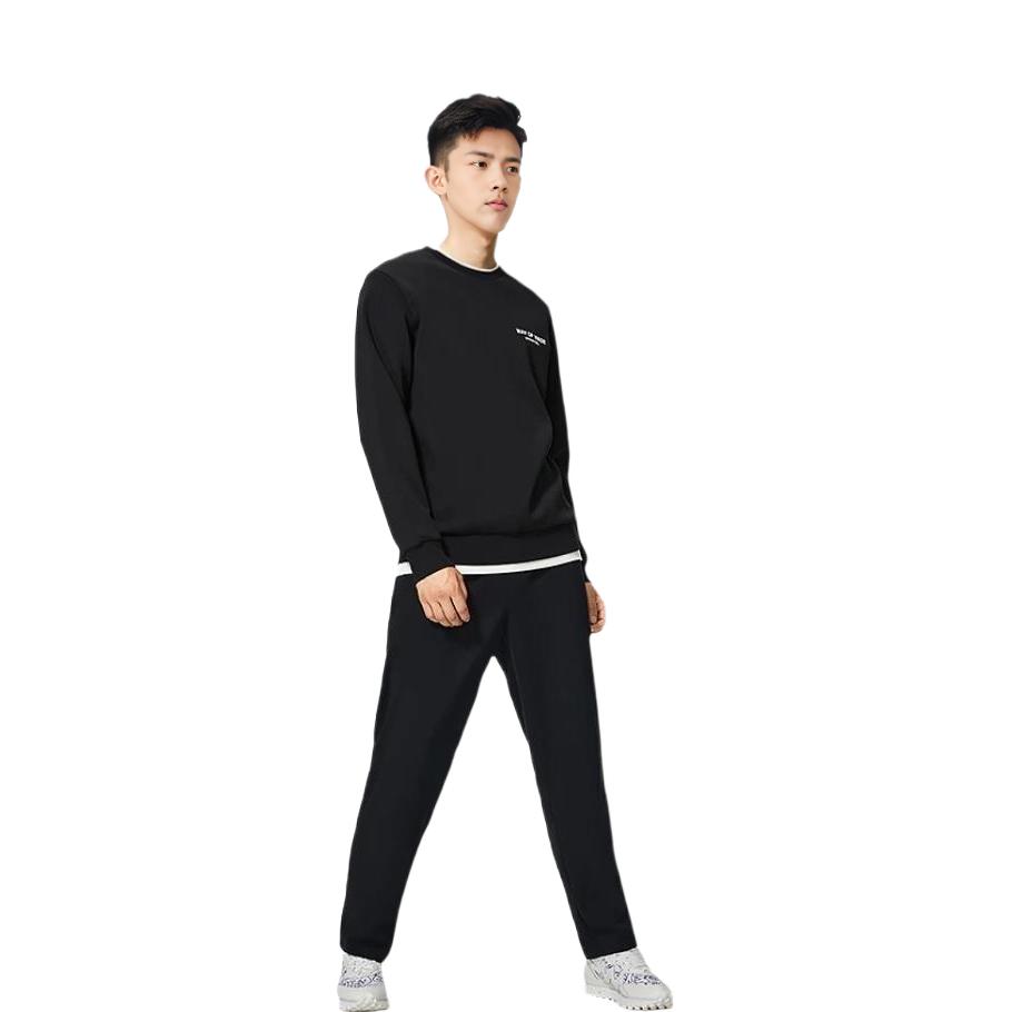 Li Ning Sweatshirts Men's Black Crew Neck Moderate Regular AWDS813-4