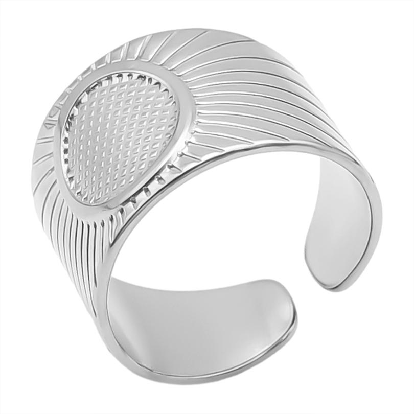 Geometria Semplice Moda Acciaio Inossidabile Anelli Aperti Per Donne Uomini Accessori Colore Argento Cuore Sole Rotondo Base Vuota Fai da Te Anillos