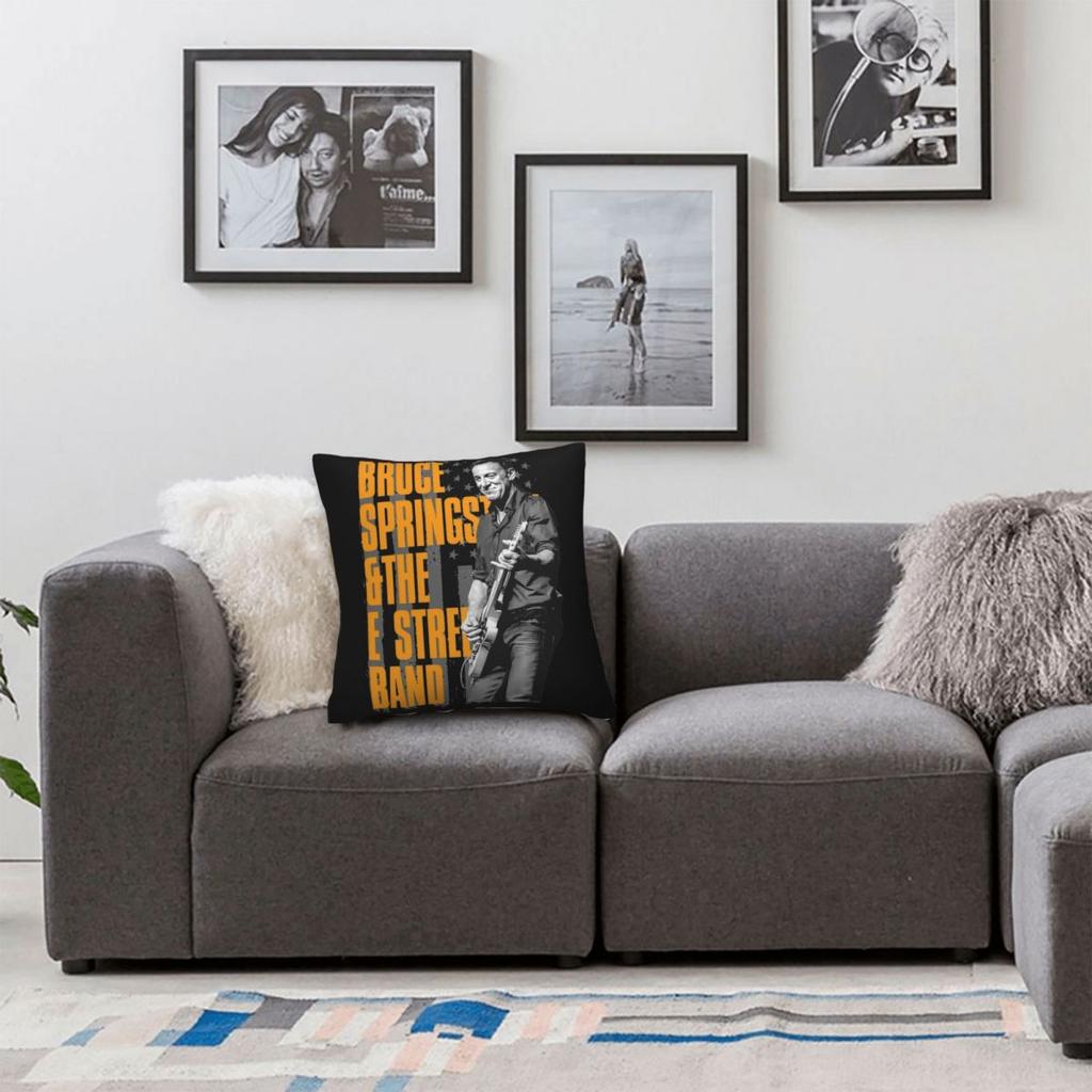 Bruce Springsteens Pillowcase Printing Fabric Cushion Cover Decoration E Street Band Throw Pillow Case Cover Home Zippered