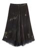 2026 Spring Women's High Waist Lace Patchwork Midi Skirt - European & American Style