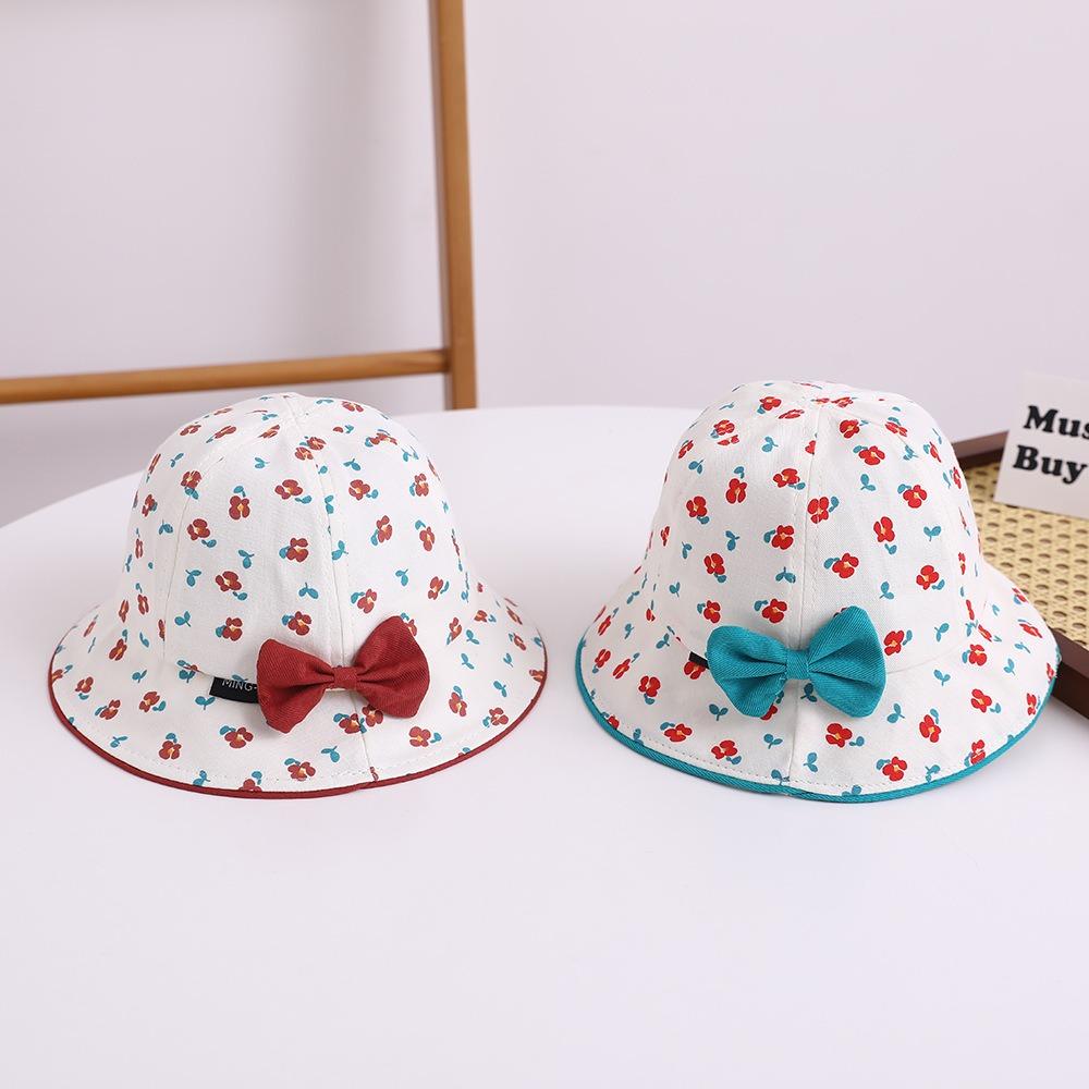 

Wide Brim Empty Top Kid Sunhat Bowknot Baby Shading Hat Comfortable Flower Bucket Cap Kid Cyan Bucket Cap
