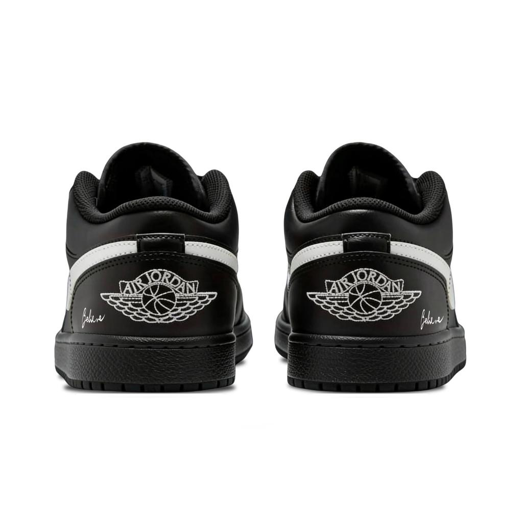 Jordan Air Jordan 1 Abrasion Resistant Low Top Vintage Basketball Shoes Unisex Black Shopping Bag 553558-043(Team1098- )