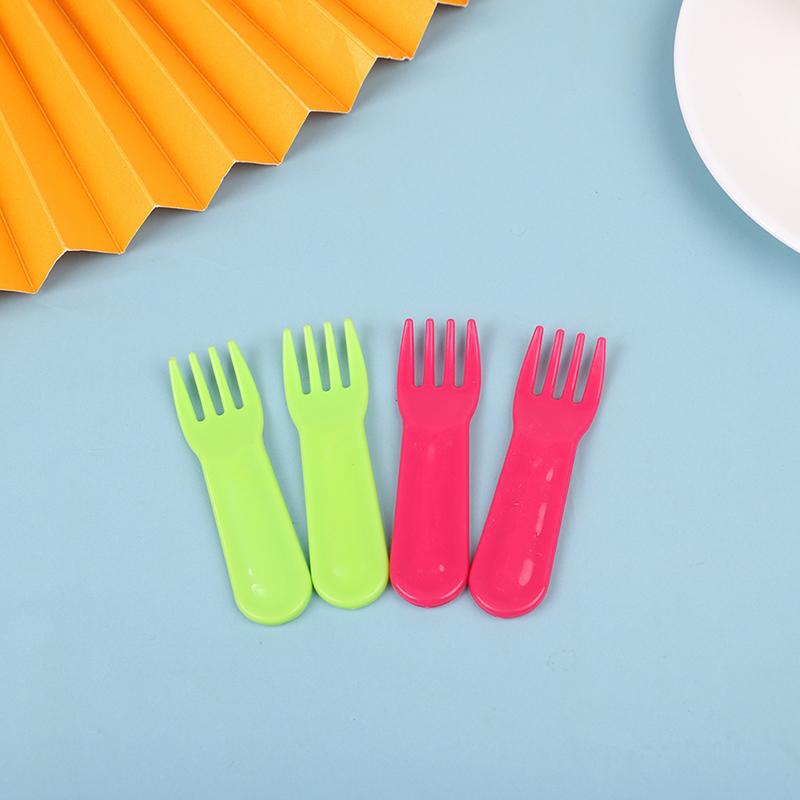 10Pcs Plastic Fruit Fork Mini Cartoon Children Fruit Fork Snack Cake Dessert Food Pick Toothpick Bento Lunches Party Decor