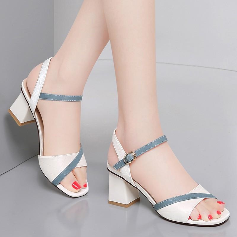 Buy Summer High Heels Buckle Sandals Women Fashion Casual Outer Wear Thick Heel Fish Mouth