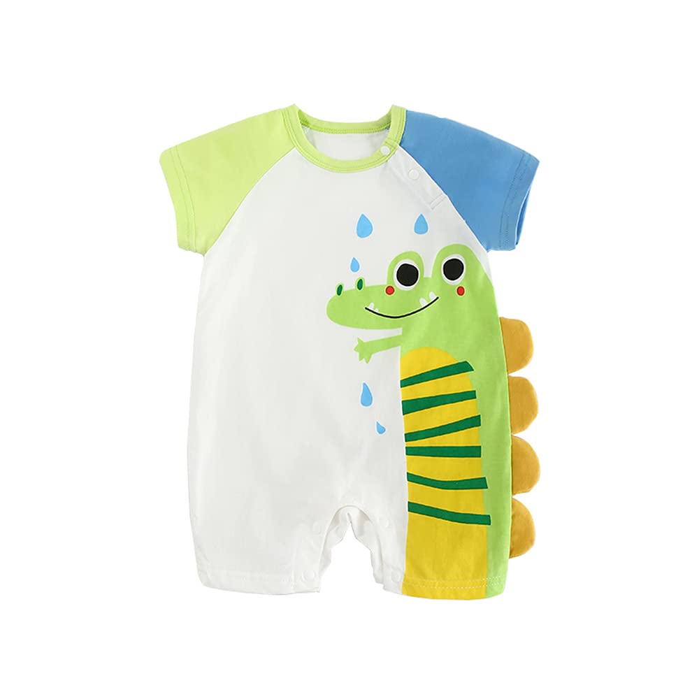 

Baby Clothes Short Sleeve Romper Summer Newborn Coverall Baby Boy Girl Pajamas Unisex Preparing for Birth Gift Animal Pattern 3D Pattern Green 12M