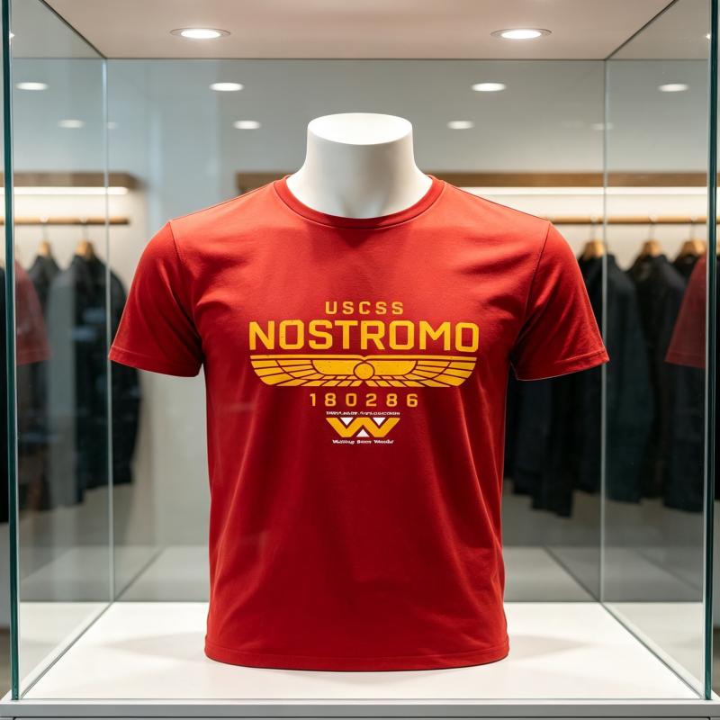 2026new Summer Cotton USCSS Nostromo Pattern Oversized Tshirt Nostromo Alien Science Fiction Retro Theme Short Sleeved Shirt