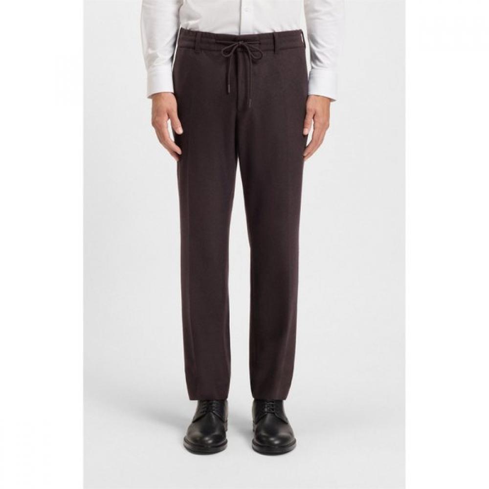 Boss Tapered Fit Brushed Stretch Flannel Pants Dark Blue 50551542404 52
