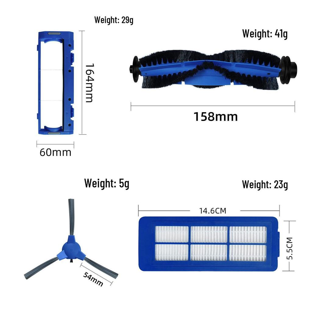 Compatible Accessories for Eufy RoboVac 11S, 11S Max, 30C, 15C: Main Brush, Filter, Side Brush