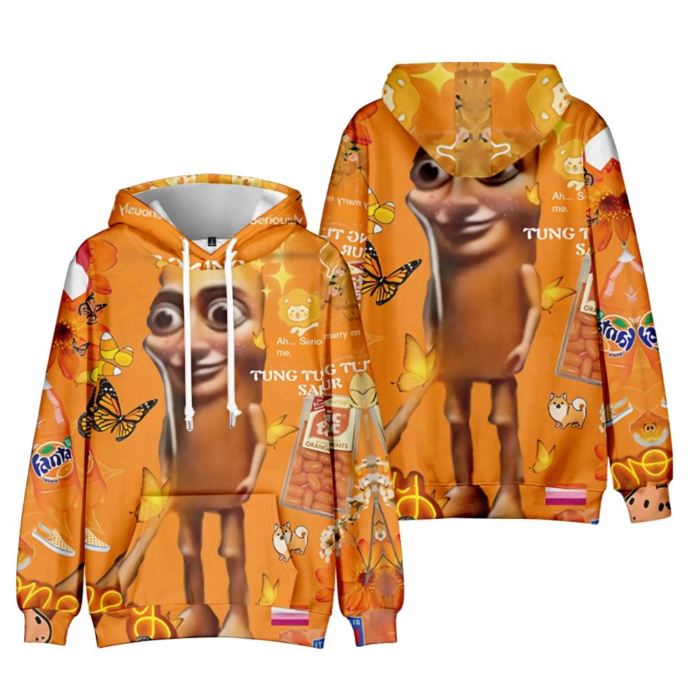 Fashion Tungtungtung Hoodies Autumn Long Sleeve Unisex Harajuku Pullovers Streetwear Funny Clothes Sweatshirt XS оранжевый