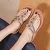 Summer Women Wedge Bottom Gladiator Sandals Fashion Bohemia Crystal Casual Beach Vacation Shoes Outdoor Comfort Flip Flop