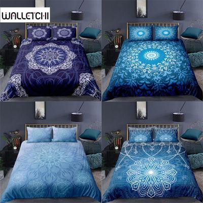 Lüks 3D Lacivert Mandala Baskılı Ev Yaşamı 2/3 Adet Rahat Nevresim Yastık Kılıfı Yatak Takımı Kraliçe ve King AB/ABD/AU Boyutu