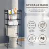 Over The Toilet Storage Rack with 4 Hooks 3 Tier Bathroom Shelf Punch-free Versatile Storage Rack for Bathroom Laundry Restroom