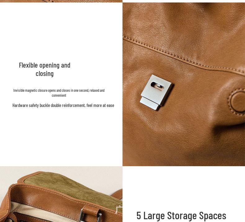 Qiu Zhen Retro Genuine Leather Large Capacity Backpack Tote & Shoulder Handbag