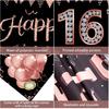 Happy 16th Birthday Banner Decorations for Girls, Rose Gold Sweet 16 Birthday Party Supplies, Funny Sixteen Birthday Yard Sign Decor for Outdoor
