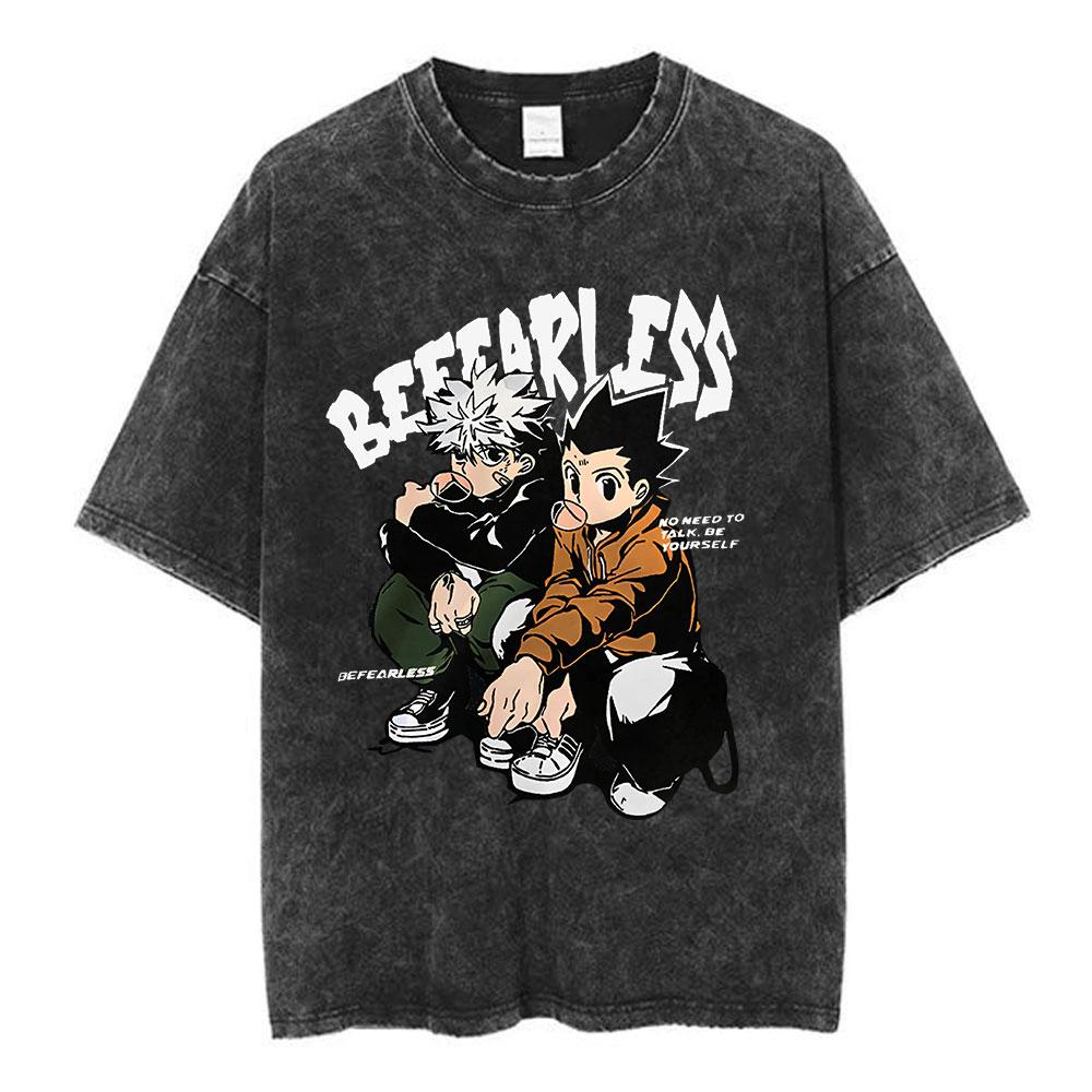 

Аниме Hunter X Hunter Выстиранная футболка Винтажная Паук Призрачная труппа Хисока Хлоро Футболки с коротким рукавом Топы Мужские Женские Летние футболки 3XL