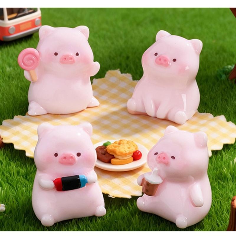 Pigs Figurines Mini Pigs Decors Waterproof Toy Playsets Miniature Doll Garden Figurines Cake Toppers Parties Favor