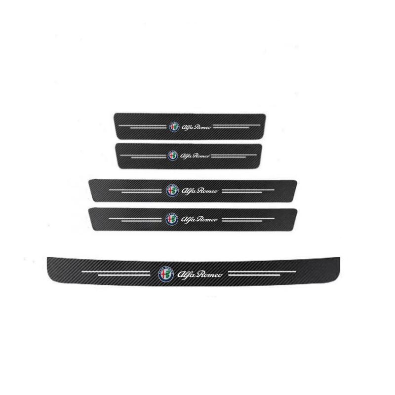 

5Pcs For Alfa Romeo Giulietta Mito Giulia Stelvio Brera 147 156 159 60X7CM Carbon Fiber Car Door Threshold Protective Sticker