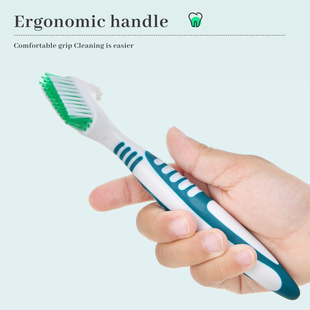 1Pcs Denture Brush Toothbrush Dual Delicate Heads Teeth Braces Oral Cleaning for Men or Women Deticated Brush Brighting Friendly