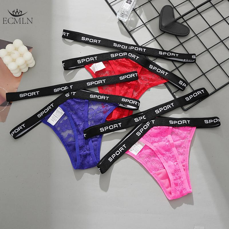 Women's Sexy T-Back Underwear Panties G-String Lace Thongs Briefs Female Fashion Letter Panties Underwear Lingerie