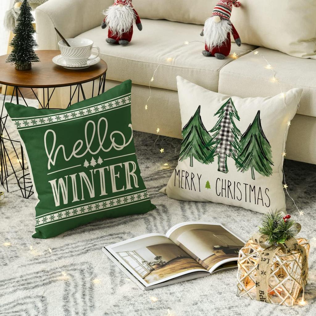 New Christmas Tree Printed Pillowcase Home Cushion Cover Christmas Decoration Sofa Pillowcase