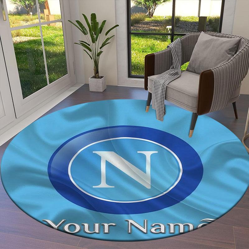 SSC Napoli Custom Name Round Area Rug,Carpet Rug for Living Room Bedroom Sofa Playroom Decor,Non-slip Floor Mat