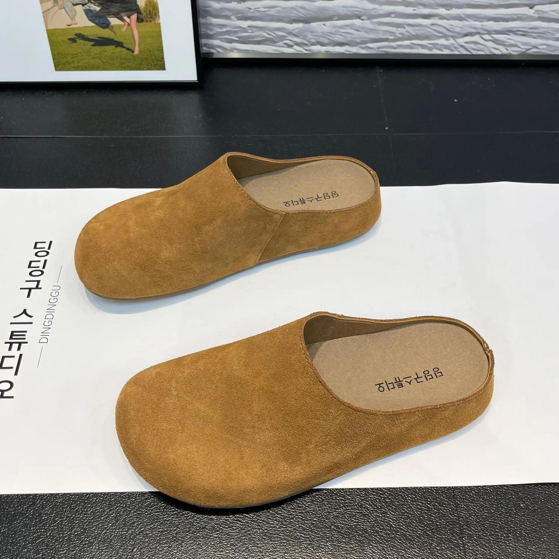 

Обувь для женщин 2024 года, высококачественные женские тапочки без застежек из пробки, осенние повседневные тапочки ярких цветов, женские туфли-сабо, женская обувь 35 каштановый